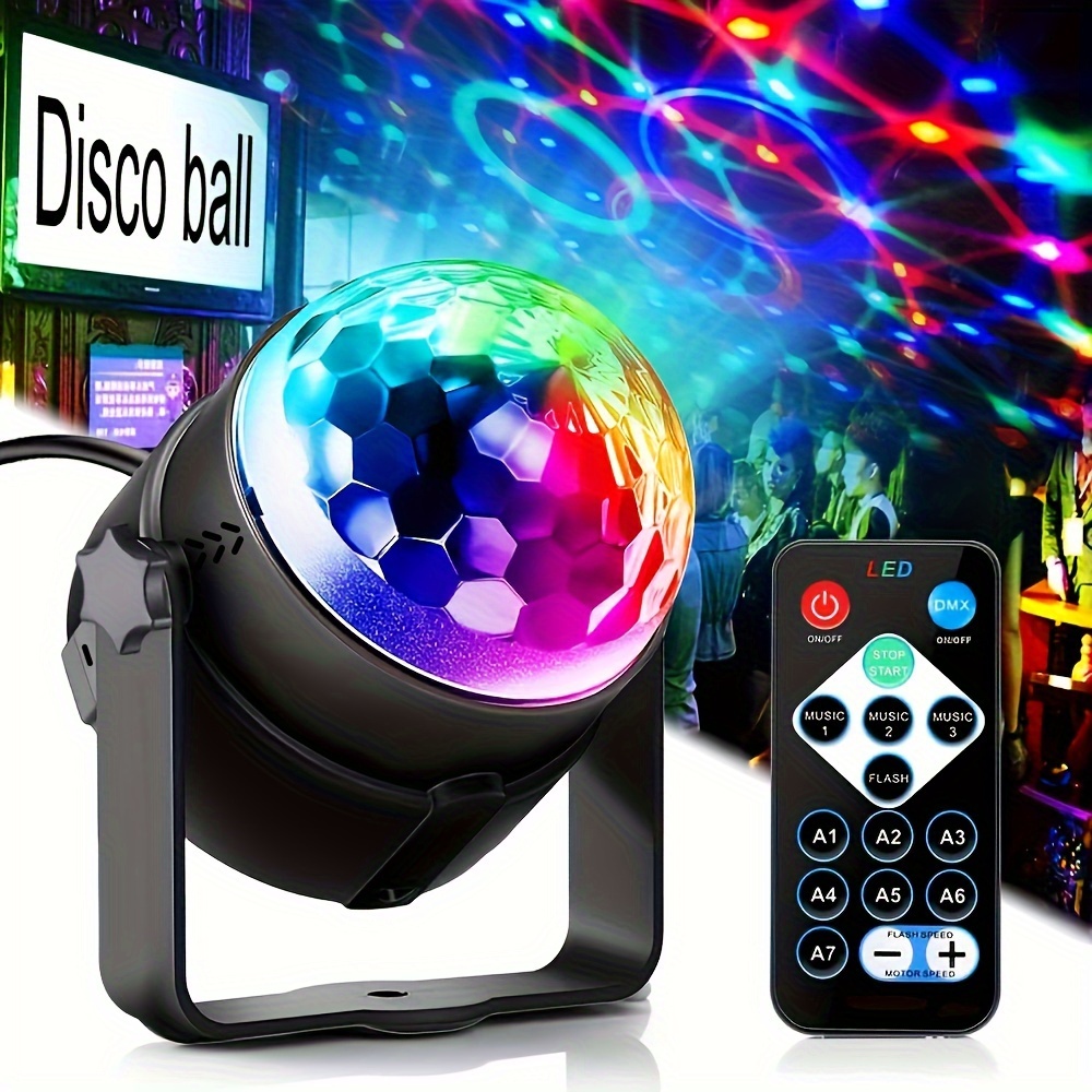 Luditek Sound Activated Party Lights with Remote Control Dj Lighting RBG  Disco Ball Strobe Lamp 7 Modes Stage Par Light for Home Room Dance Parties