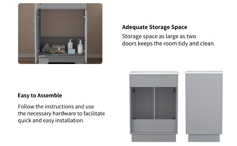 Classic Wooden Bathroom Vanity - Elegant Storage Cabinet with Ceramic Basin 14 Classic Wooden Bathroom Vanity Storage Detail