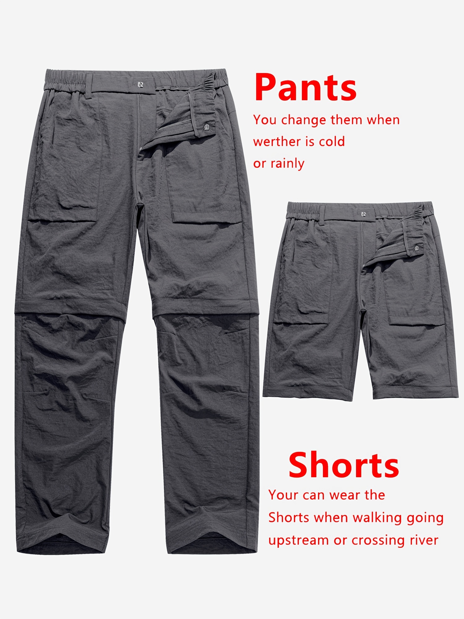 mens casual two section pants are fashionable and versatile detachable with variable length suitable for   mens golf pants mens casual pants mens work pants outdoor hiking pants