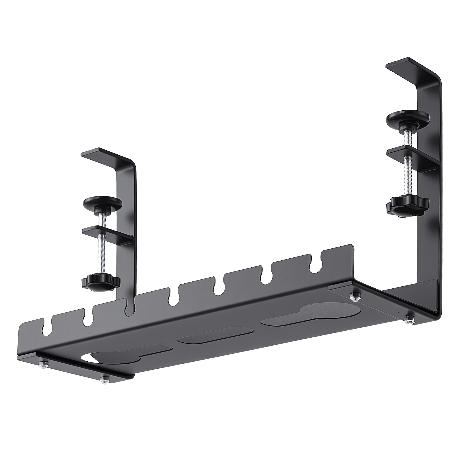 1pc Adjustable Punch-free Under Desk Cable Organizer, Cable Management Tray With Mounting Clips & Reusable , Shelf Baskets For Home Storage, Under Desk Cable Trough For Office Desk