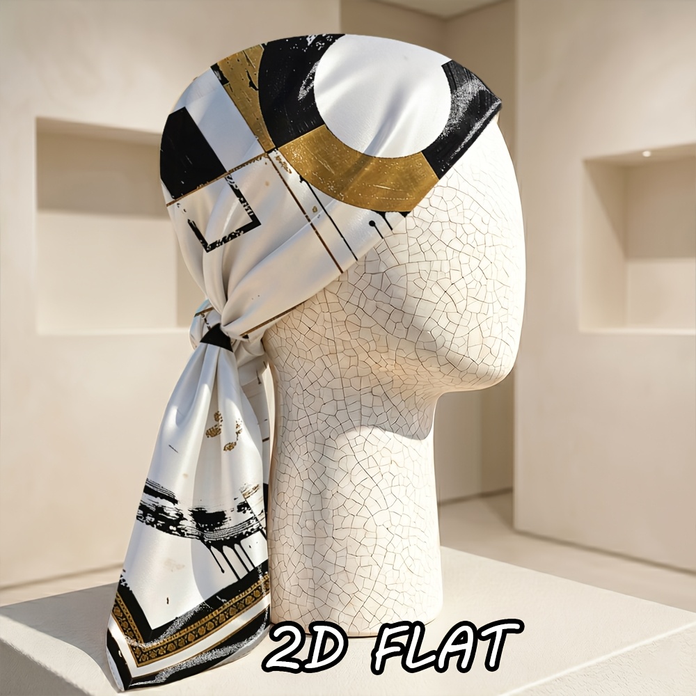 2d 플랫, []2d 플랫, 1개, 여성용 패션 빈티지 패션 다용도 레트로 테마 프린트 헤드스카프 - 다용도 사각 스카프형 헤어, 넥 & 가방 액세서리 - 해변, 여행, 휴가 & 데일리웨어용 다기능 숄형 - 스타일리시한 선물, 2d 플랫