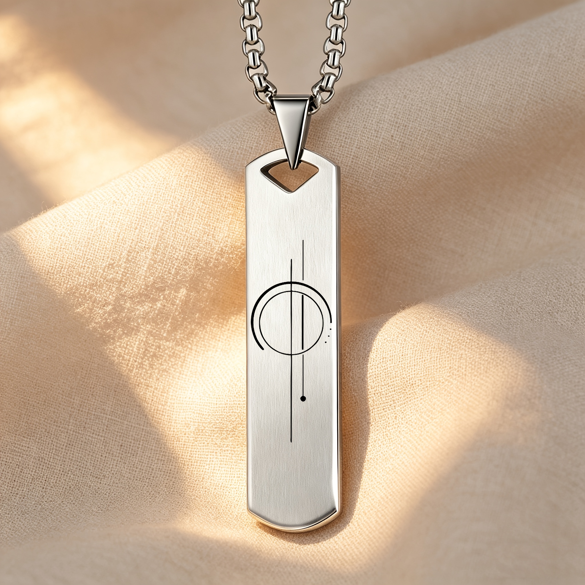Minimalist Line Pattern Design Pendant Necklace, Elegant Gift
