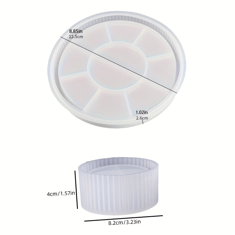 Image of Resin Silicone Jewellery Mould 2pcs/set Round Striped Tray Epoxy Mold Striped Storage Box Silicone Mould Handmade Gypsum Plaster Pallet Mold Home Decor Making Supplies
