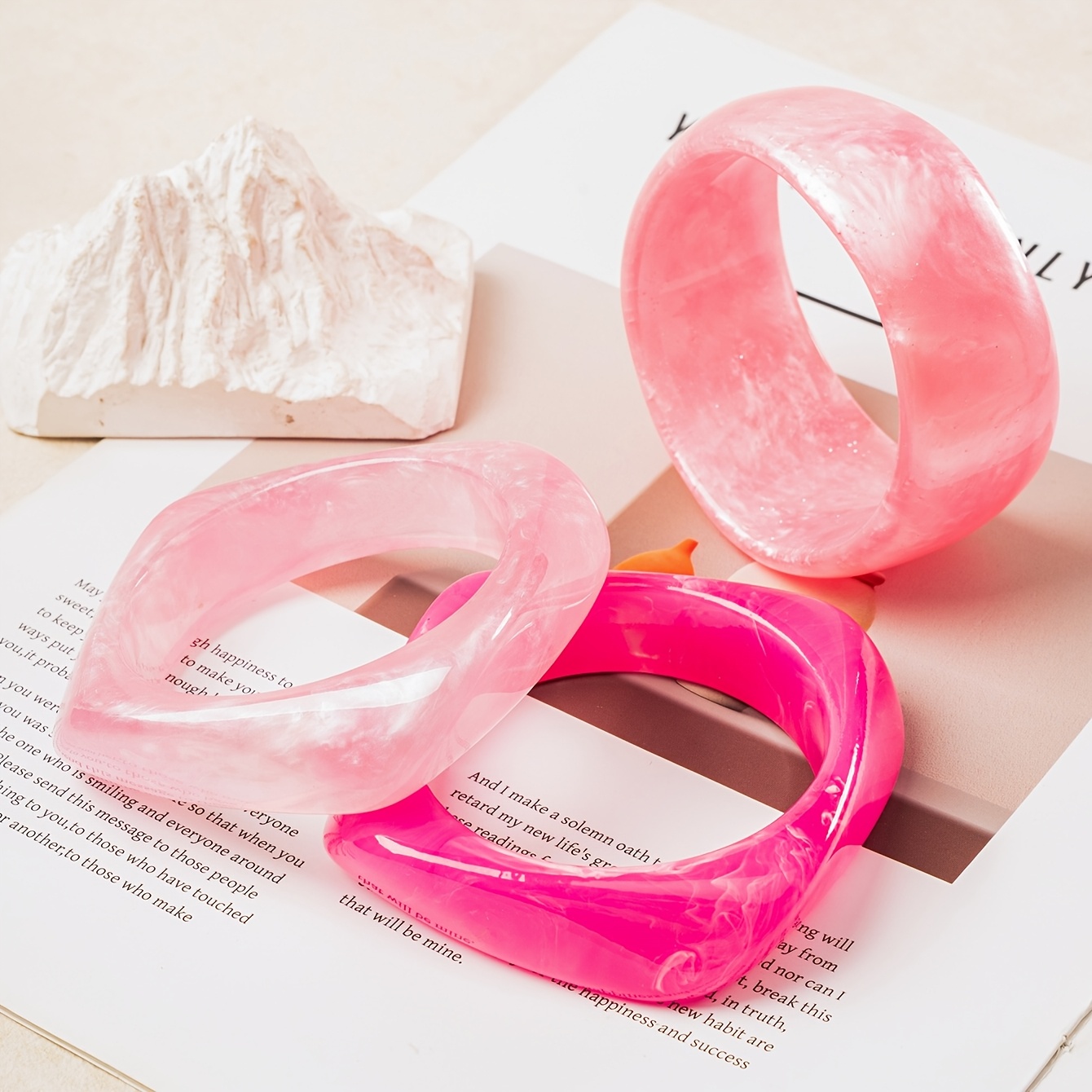 3pcs Clear Gradient Stackable Bracelet Set