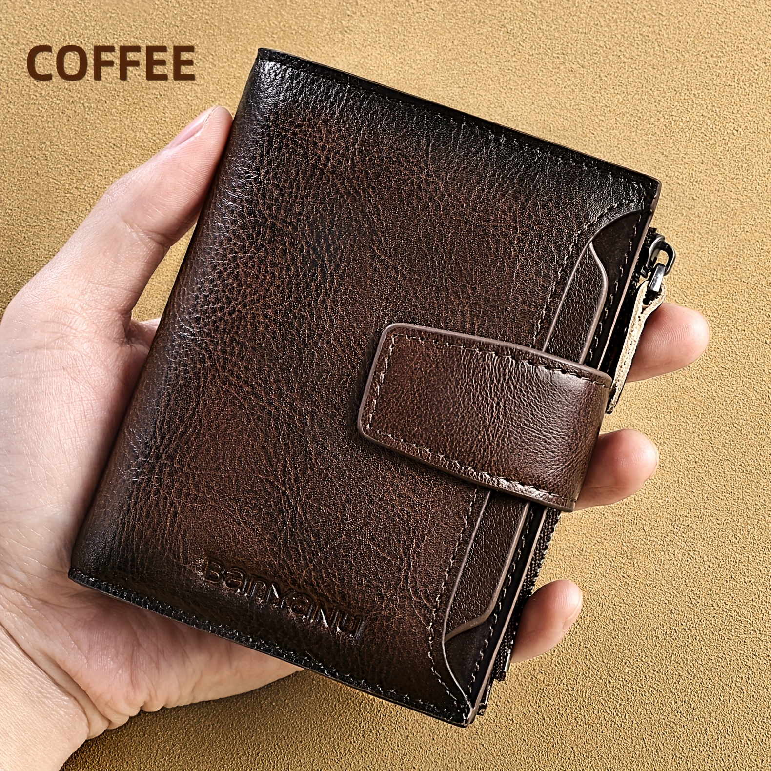 Image of Banyanu, Men's Genuine Top-grain Leather Wallet, Rfid Blocking, Large Capacity With 17 Card Slots And Zippered Coin Pocket, Holds License, Father's Day And Valentine's Day Gift
