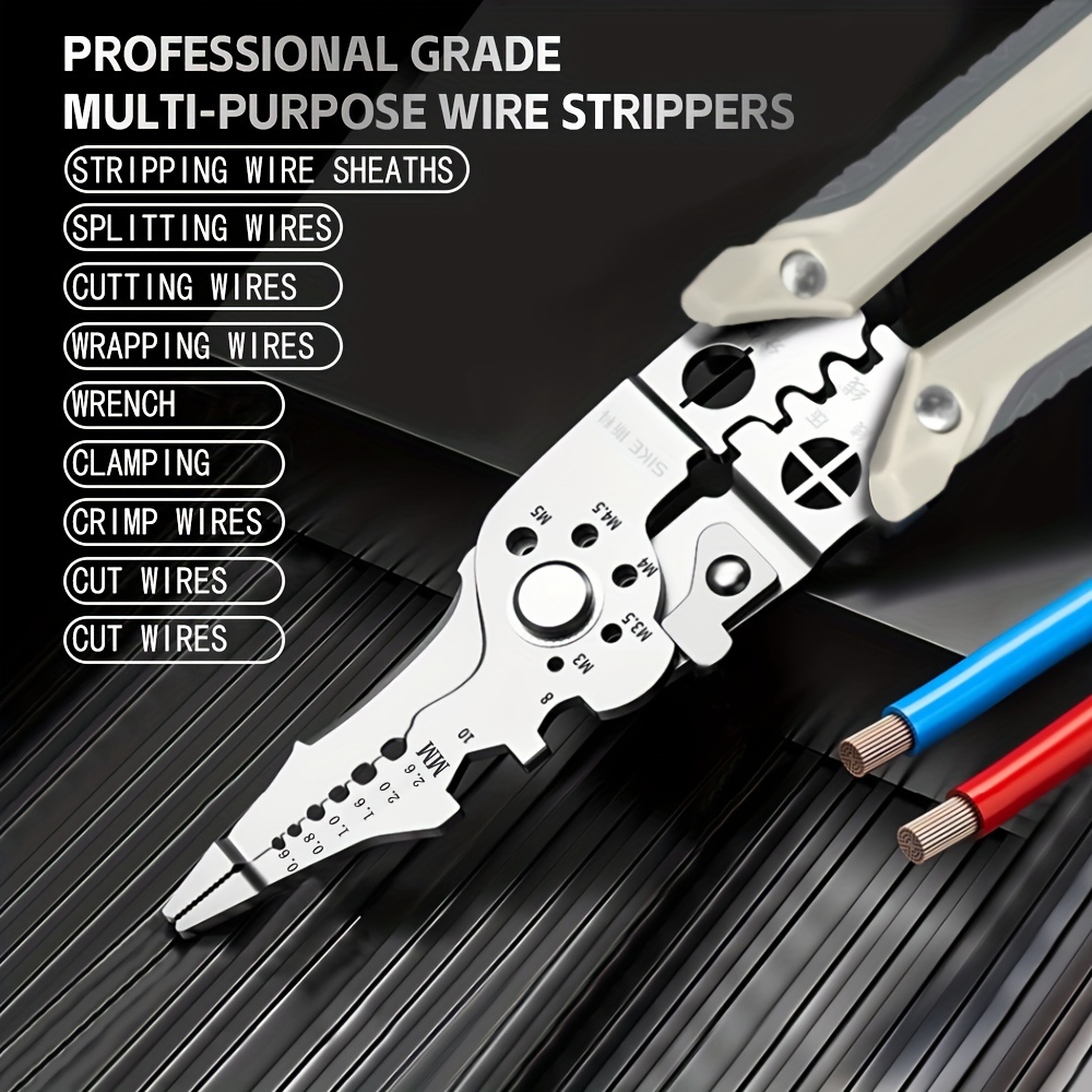 

1pc Stainless Steel Wire Cutter And Stripper, 8.5 Inch Electrician Pliers For Wiring, Cutting, Stripping, Crimping, Gripping, Twisting, Nail Pulling, Metal Construction, Electrician And Home Use