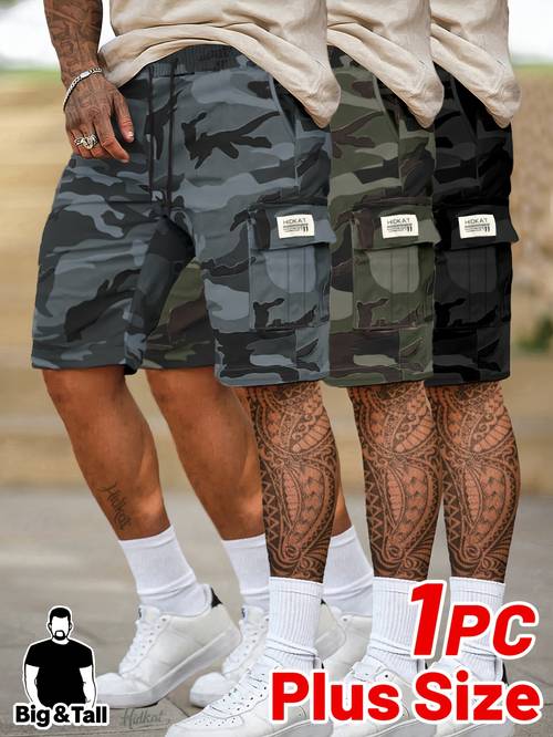 1 size mens camouflage cargo shorts loose fit geometric camo pattern with multiple pockets breathable fabric for summer casual wear plus size