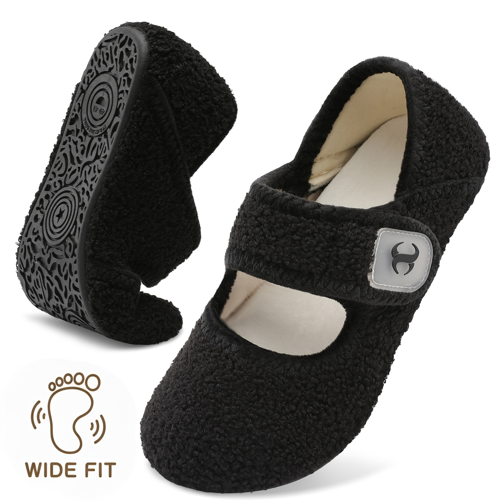 Womens Wide Slippers With Rubber Sole Soft-lightweight House Slipper Socks, Around House Shoes, Comfy Adjustable For Home Bedroom Travel Yoga, Unisex, Flat Shoes., Women Shoes