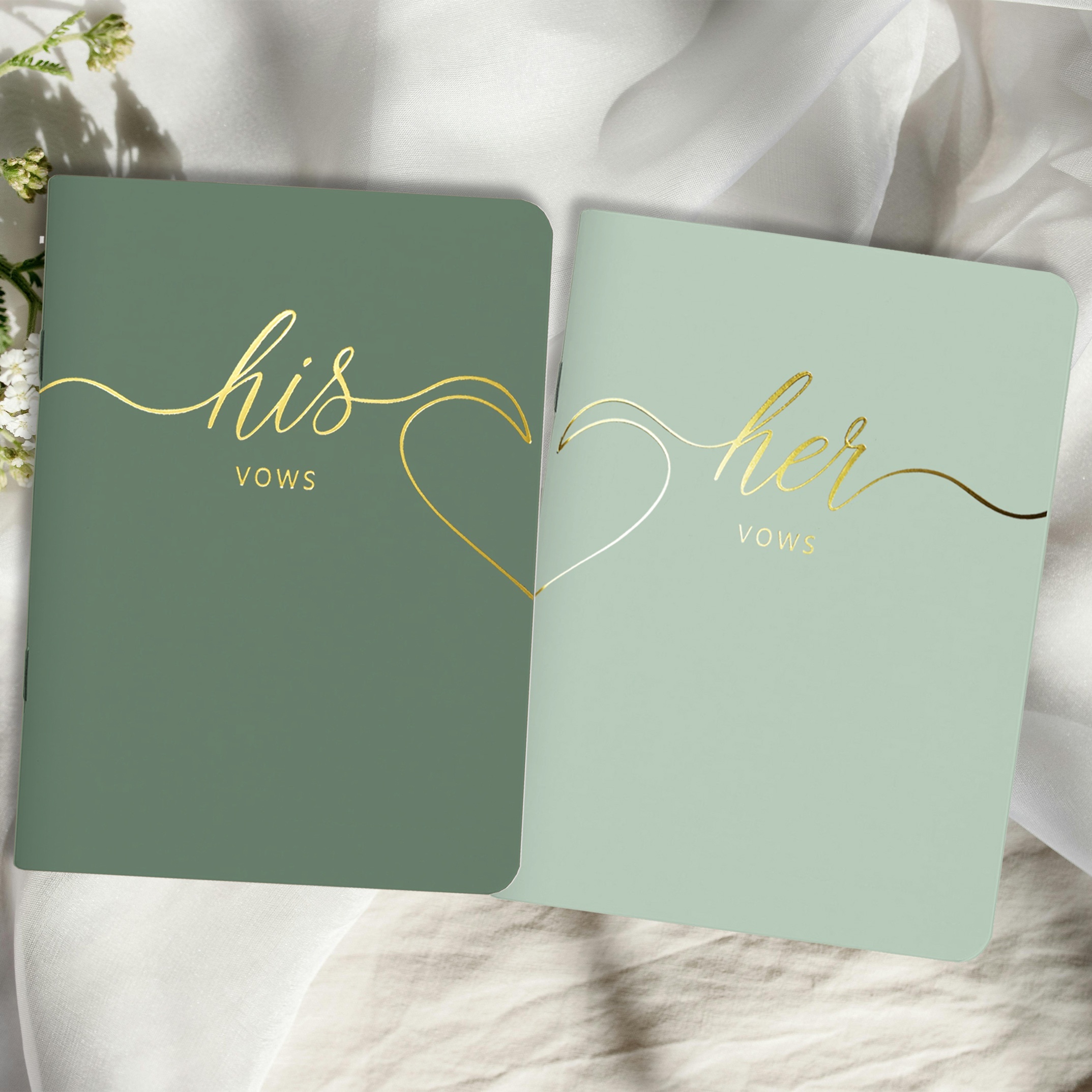 

2pcs Wedding Vow Books 5.5"x4", Wedding Gift Books, His And Her Notebook