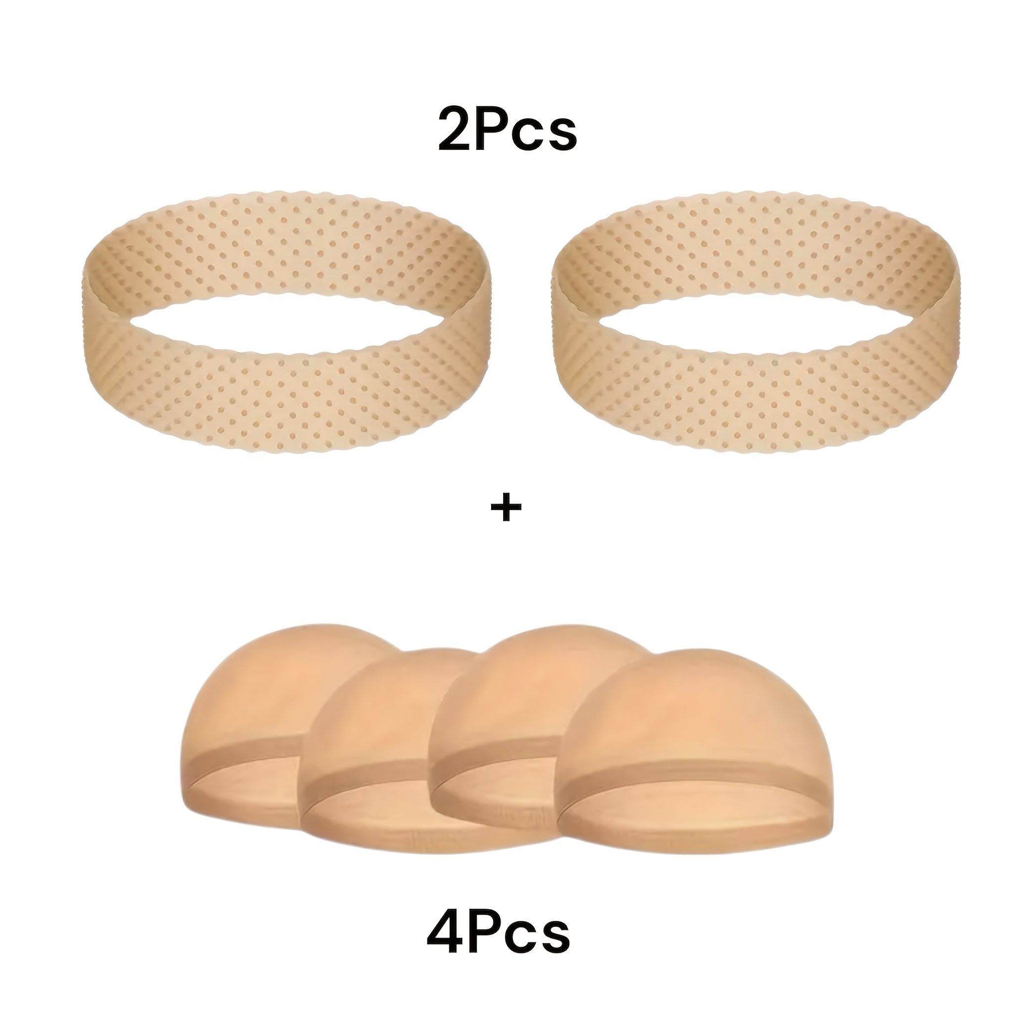TEMU Lot de bandes de maintien pour perruque et bonnets filets - Support élastique antidérapant, inclut 2 bandes + 4 bonnets, respirant pour femme