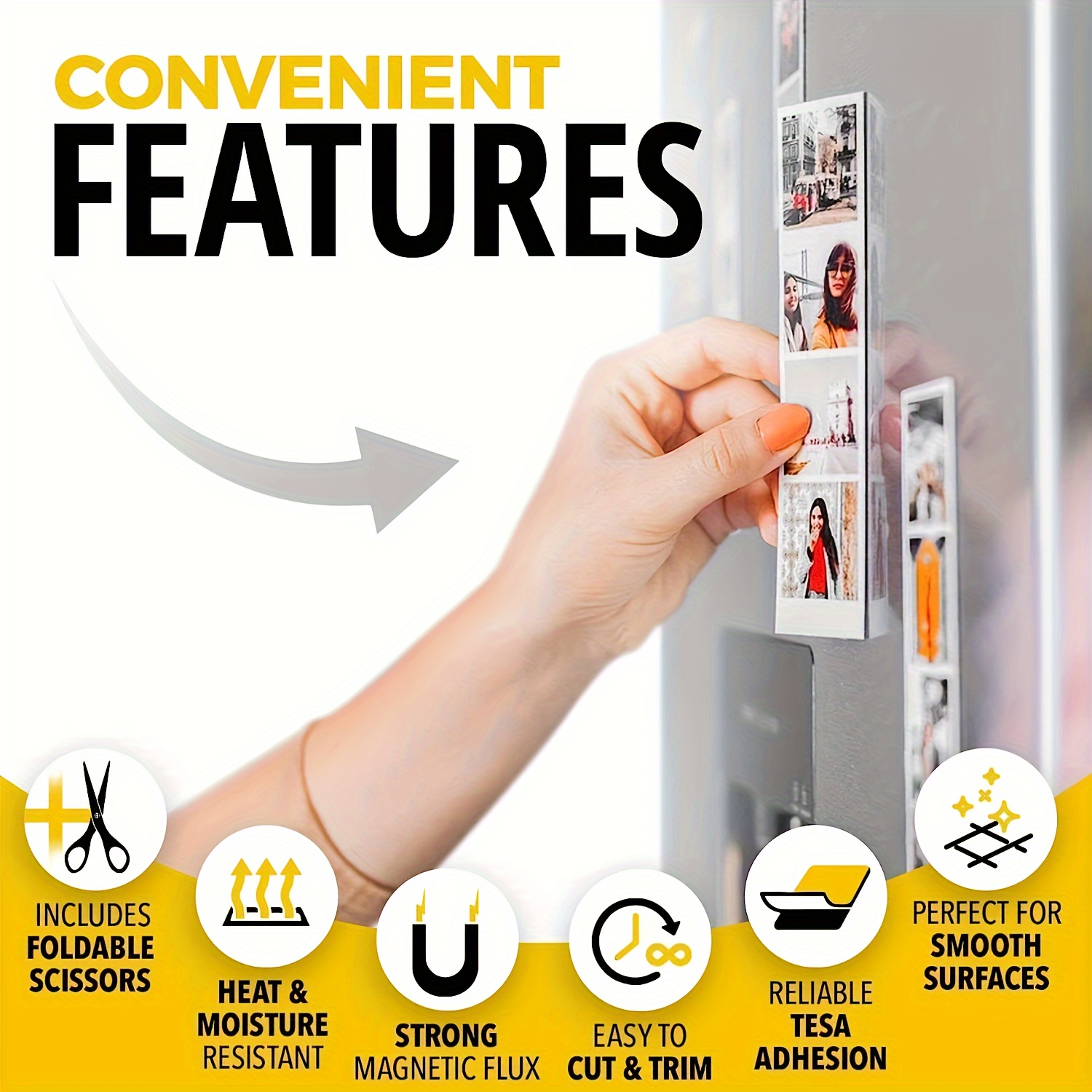 Strong Adhesive Magnetic Tape Roll - 3.3ft, 2/5'' Wide, Multiple Thicknesses (1mm/1.5mm/2mm), Ideal for Crafts, Whiteboards & Fridge Organization