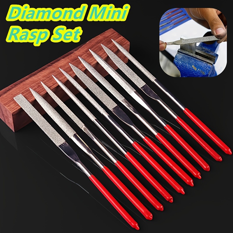 

10pcs Diamond Mini Rasp Set, Diamond Mini Needle Files Set, wood Rasp, Jewelry Polishing, Carving & Small File,5.5" Precision Craft Files For Wood, Ceramic, Jewelry Polishing & Work