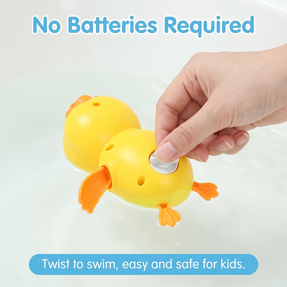 2pcs Cute Yellow Duck Bath Toy Wind-Up Clockwork