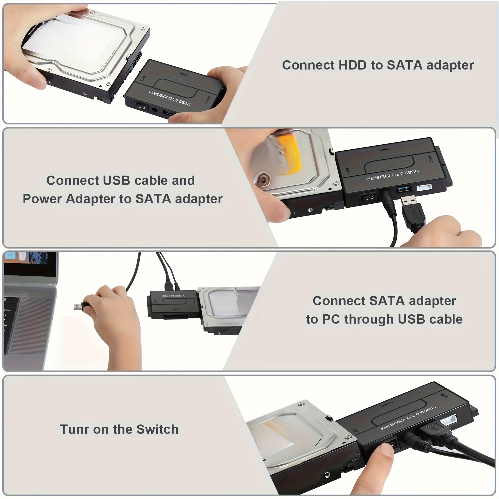 Adattatore USB A SATA/IDE - Per HDD/SSD 2,5'' E 3,5'', USB 3.1, Velocità 6 Gbps, Compatibile Con Windows/Mac/Linux - Foto 11