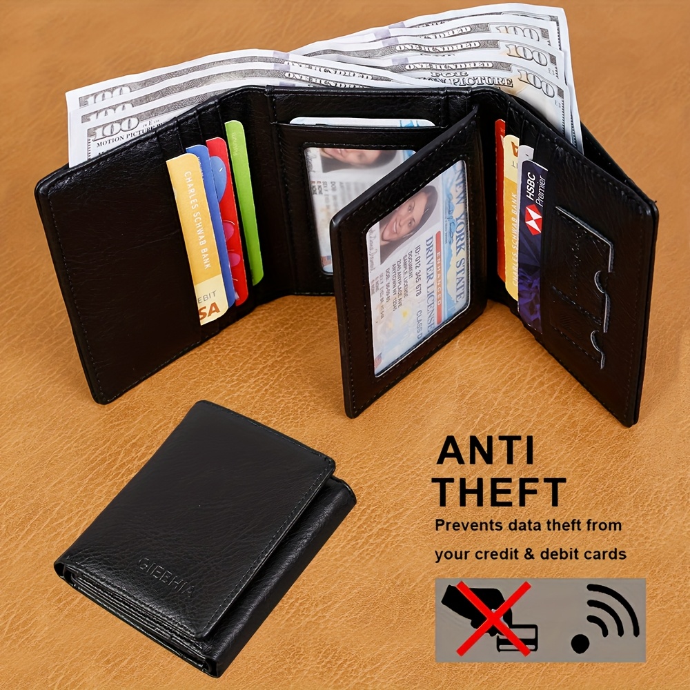 TEMU Retro 3-fold Men's Wallet, Rfid Blocking Men's Credit , Multi-card Large-capacity Folding Wallet, Carry When Out, A Gift Suitable For Men