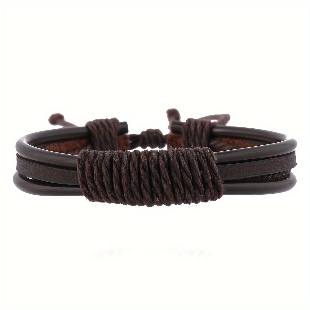 Vintage Beaded Shell Charm Leather Bracelet Set