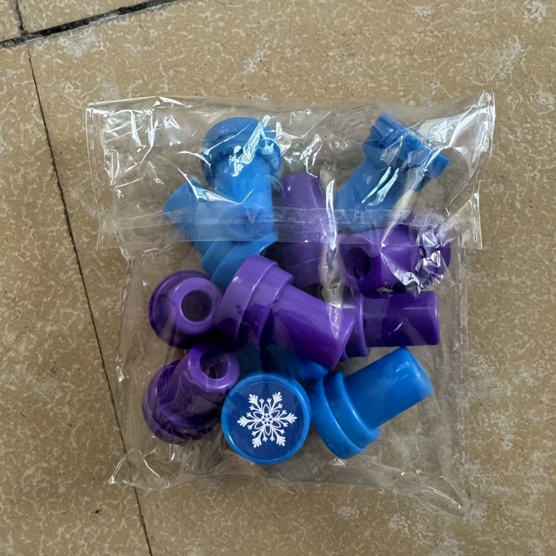 Image of Gift For Her/him 10pcs Of Winter Snowflake Stamps In Colors, Plastic Snowflake Hand Stamps For Card Making, Perfect For Christmas Holiday Party Gifts