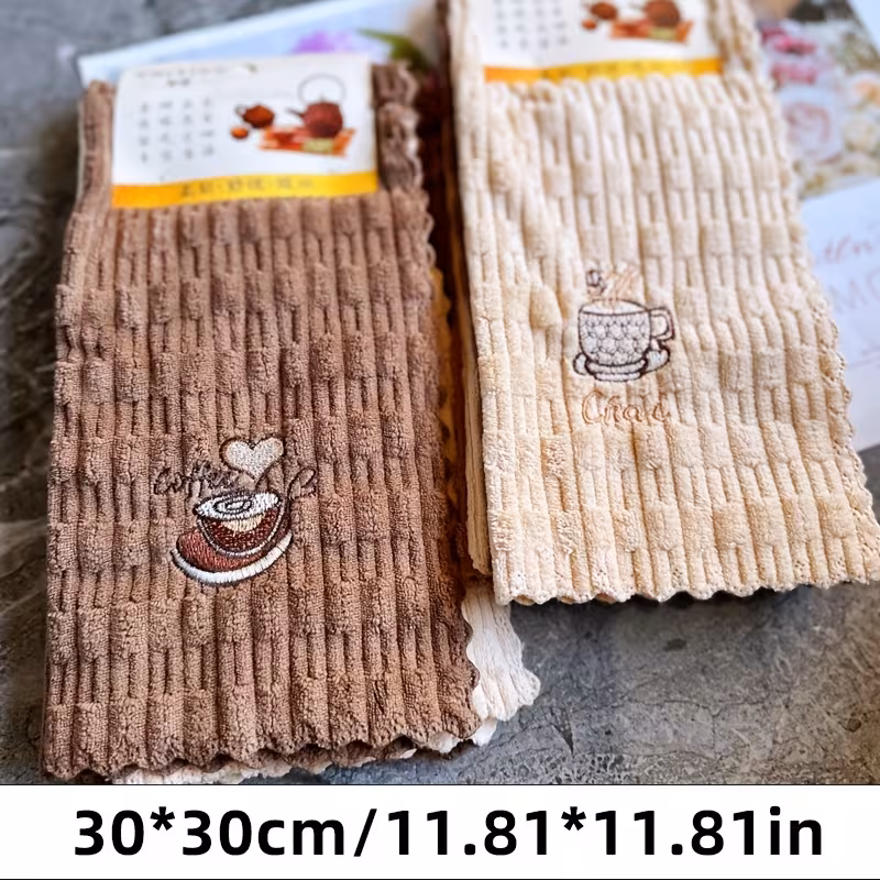 set of embroidered dish cloths quick drying cleaning rags thickened and enlarged kitchen towels soft and breathable suitable for bathroom towels car polishing pads and washing glass reusable square towels assorted styles Product details 1