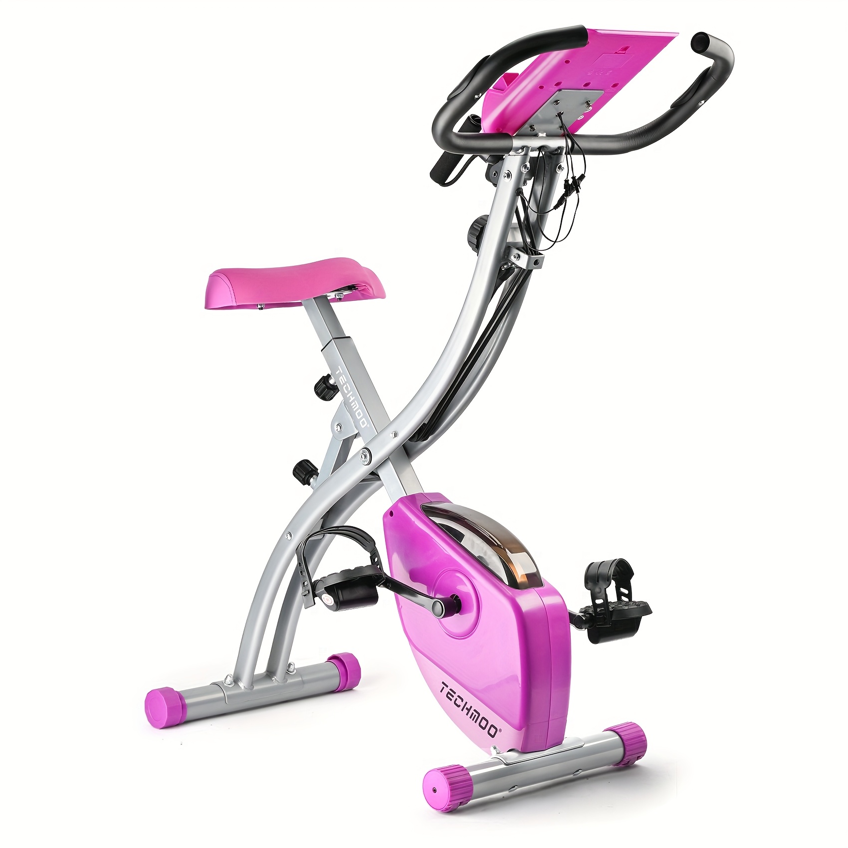 TEMU Folding Fitness Bike: Magnetic Resistance, 8-level Resistance, Includes , Monitor, Lcd Screen, Exercises Leg Muscles, Home Aerobic Training, Valentine's Day Gift, Without Battery