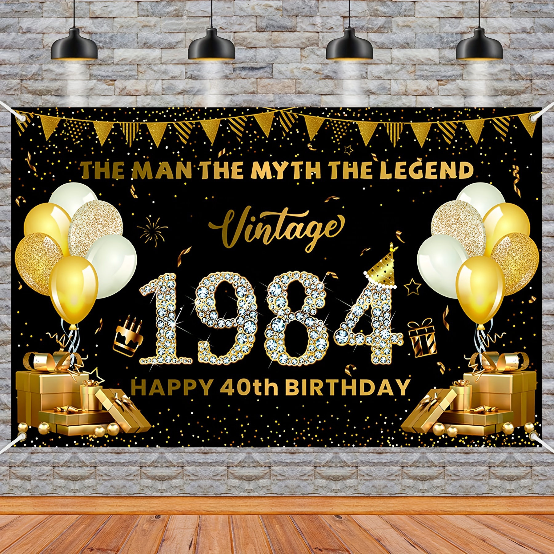

1pc 40th Birthday Decoration, 1984 Black And Gold Background Banner 5.9 X 3.6ft, 40th Birthday Party Supplies For Men And Women