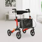 andador de movilidad plegable de aluminio con cesta de almacenamiento y manillares ergonómicos - diseño de 4 ruedas para mayores, discapacitados, mujeres embarazadas - uso interior/exterior, accesorios para andadores, soporte para ancianos, diseño compacto plegable,