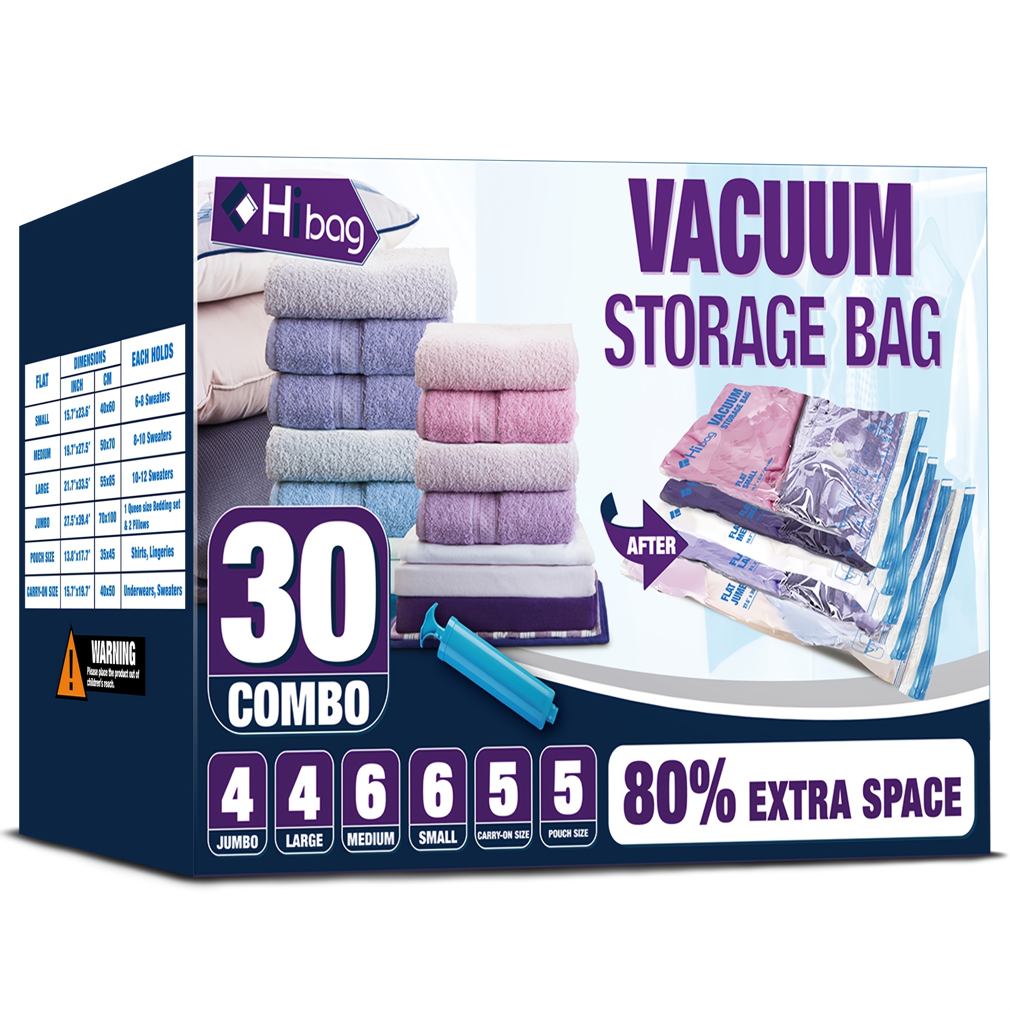 Image of Set Vacuum Compression Storage Bags With Pump, Sealed Moving Bags For Clothes, Sweaters, Blankets, Quilts, Household Space Saver Organization For Travel, Home, Dormitory, Essential, Travel Accessories