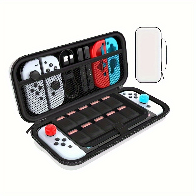 

Leather Carrying Case For Switch & New For Switch Oled - Portable, Travel Bag With Accessory Compartments, Holds 10 Games, Includes Protective Pouch For Console & Controllers