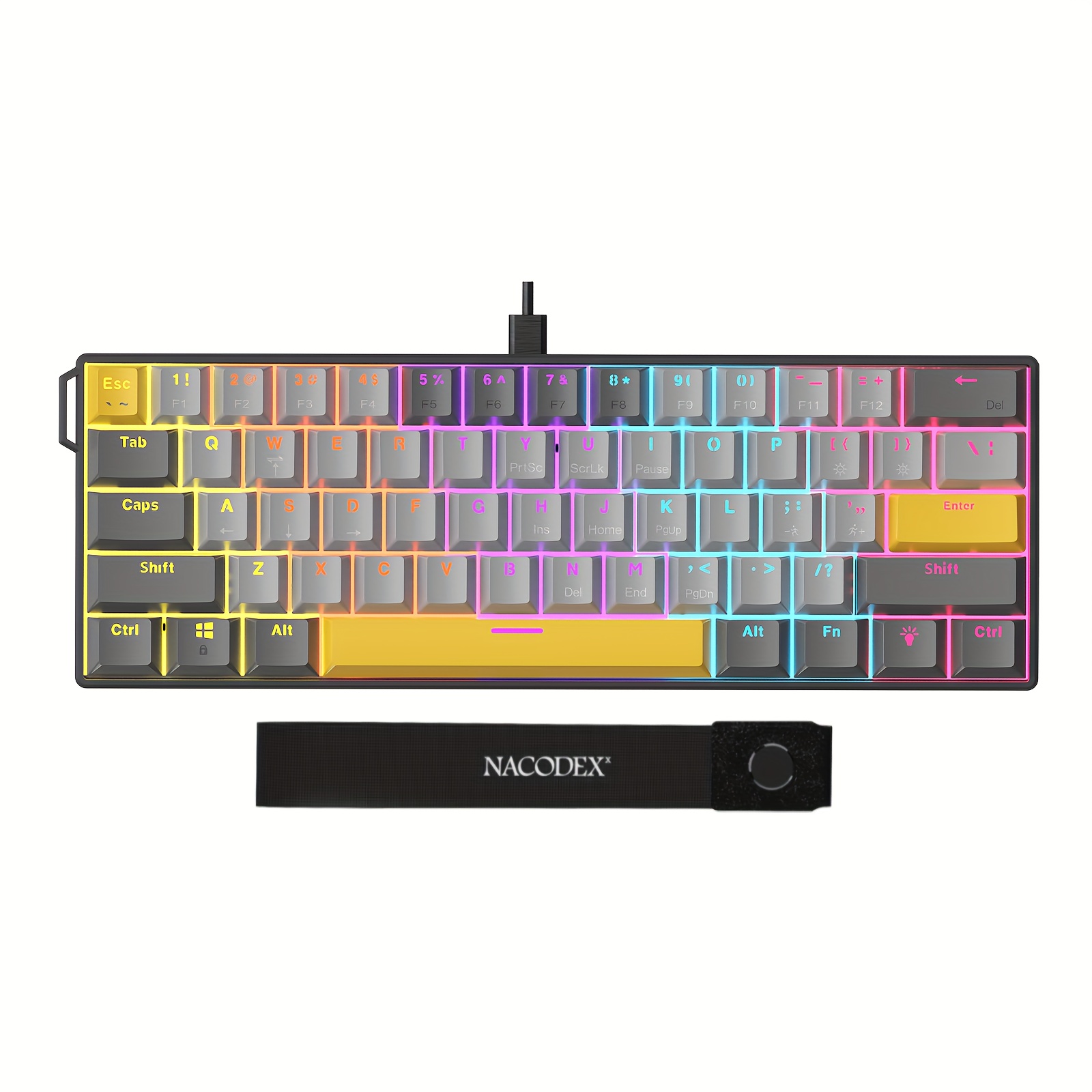 nk61 wired mixed light 61 key layout keyboard wrist - Temu