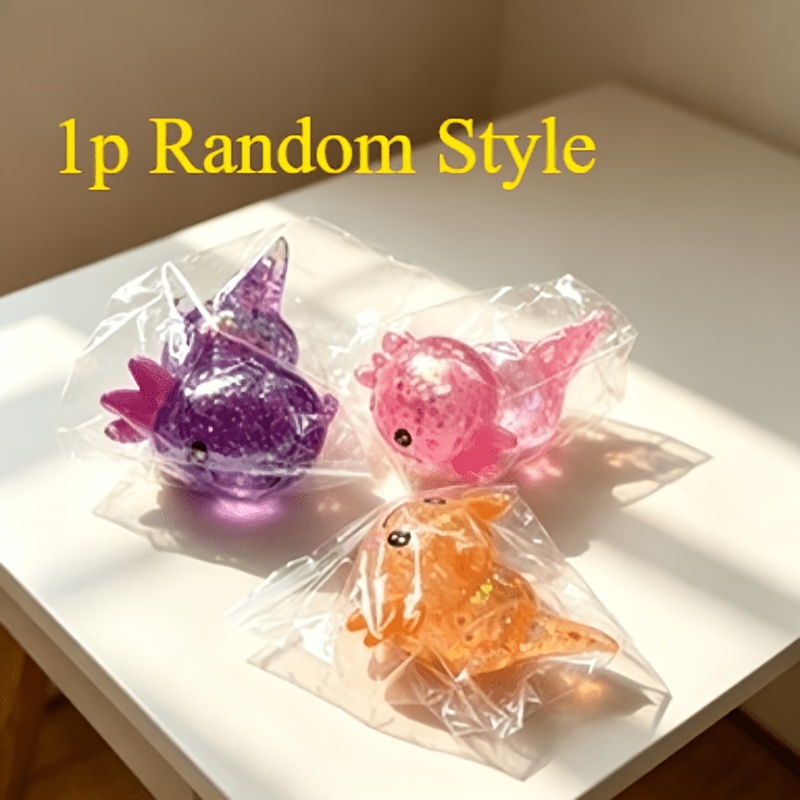 1pc Random Style Axolotl Glitter Slow Rising Toy, Tpr Material, Cute Transparent Toy For Desk And Hand Play