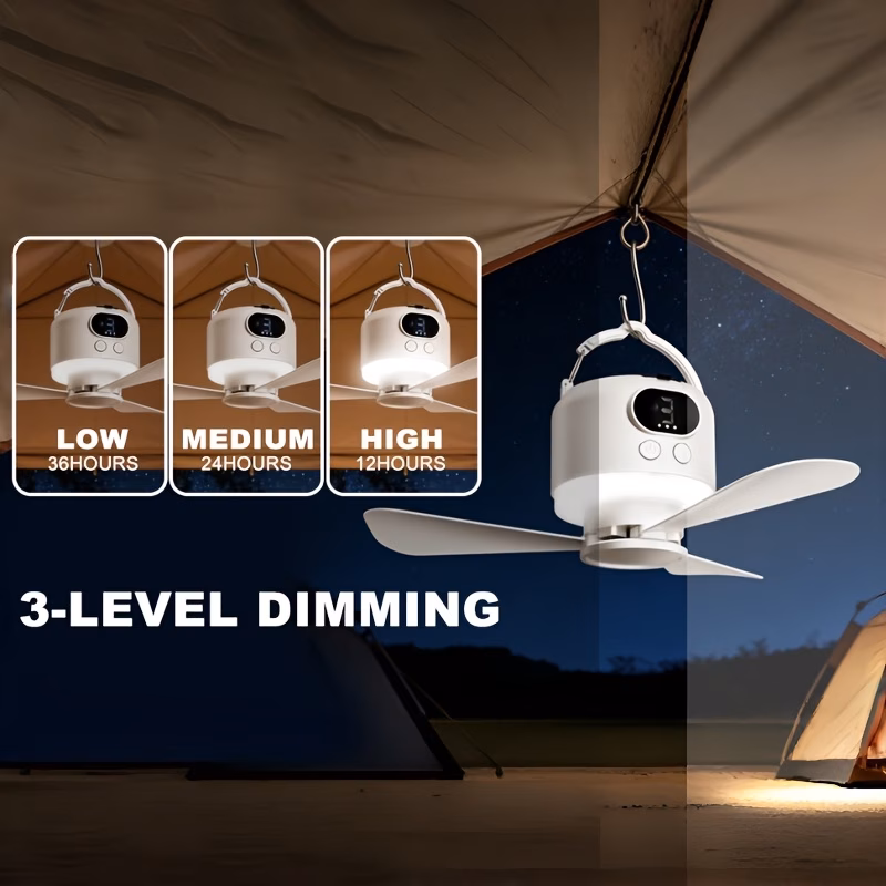 portable camping ceiling fan camping fan 10400mah usb rechargeable tent fan with remote control led lights detachable fan Product details 3