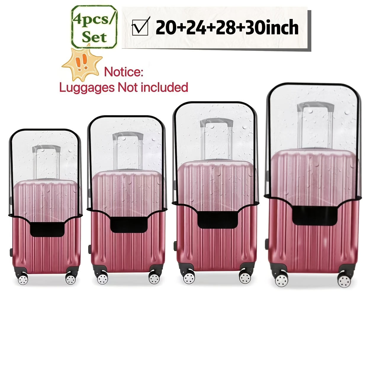 Image of 4pcs Luggage Cover For 20 '/24'/28 '/30' Luggage - Thickened Outer Dust-proof Luggage Cover, Trolley Case Protective Cover, Travel Essentials, Suitable For