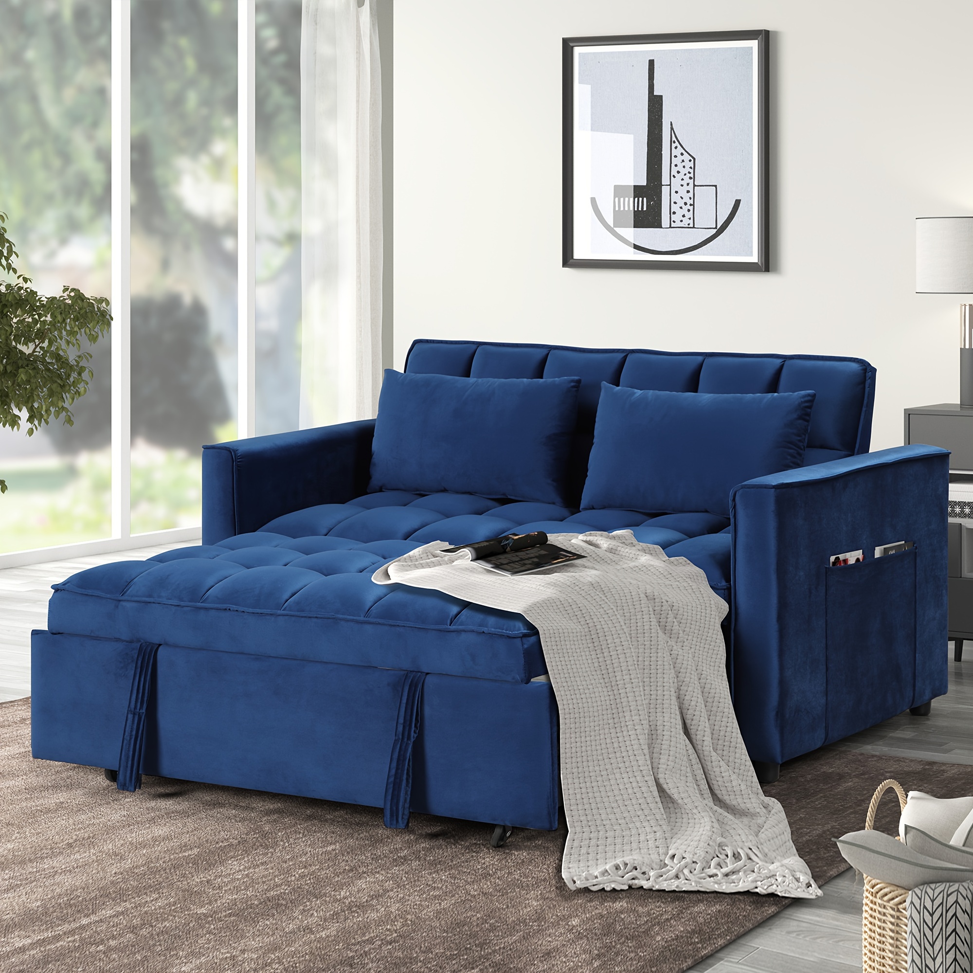 

Sofa Bed, Pullout Bed, Small Sofa Backrest, And Pillows For