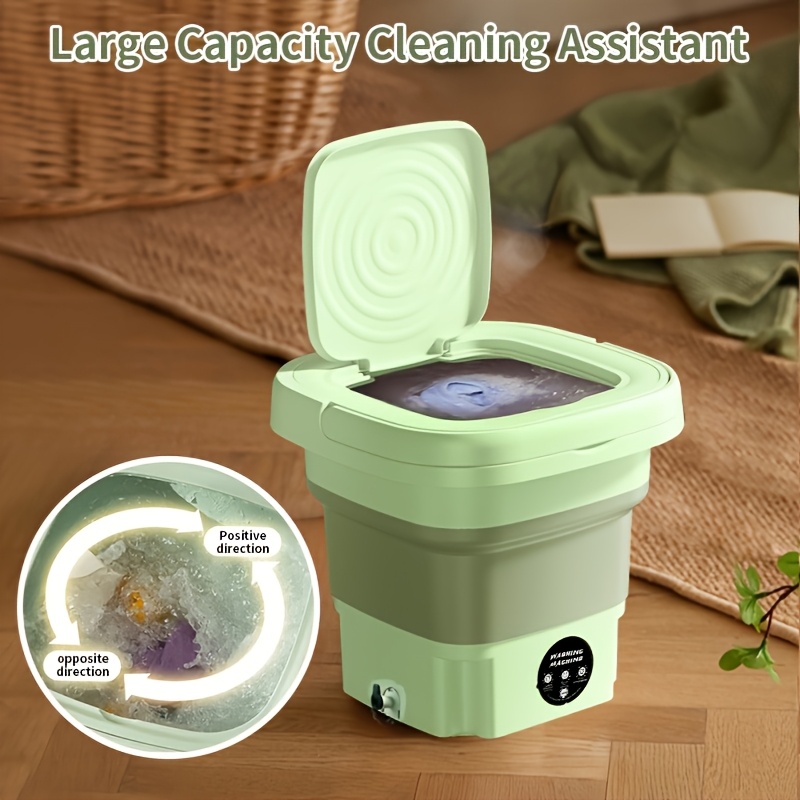 compact washing device collapsible mini washer 8 liter capacity featuring 3   cleaning settings spin and dry functions ideal for   use camper   washing undergarments and socks does not   a battery Product details 0