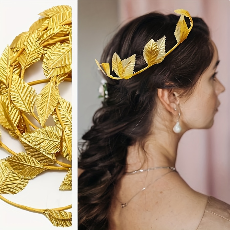 Corona Romana Foglie Oro - Set 3 Pezzi, Copricapo Toga Feste A Tema Greco/Romano - Foto 7