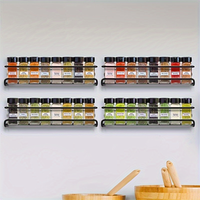 

Iron Wall Mount Spice Rack Organizer Set Of 2, Varnished Hanging Shelf For Storage With Tool Usage - Sturdy Construction To 11lbs Per Shelf