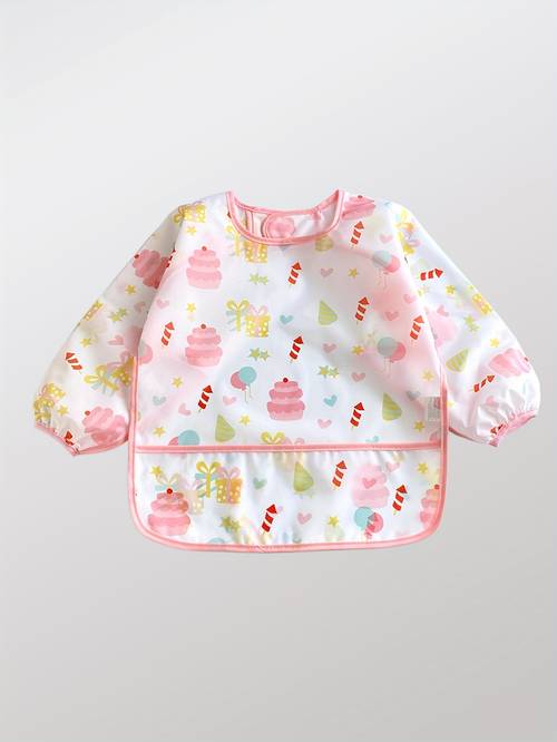 new baby smock infant feeding bib boys and girls toddler gown cartoon painting smock print bib 1
