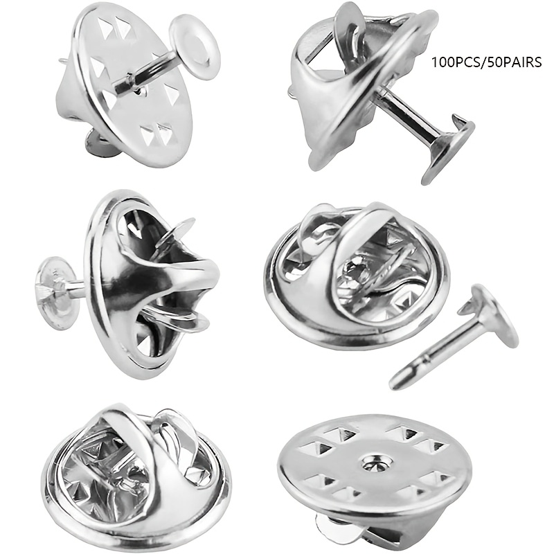 TEMU 100 Clous de Rechange en Métal Cuivre, Pince à Papillon et Clou, Fermoir de Verrouillage pour Badges, Remplacement de Clous Argenté Or Rose Or
