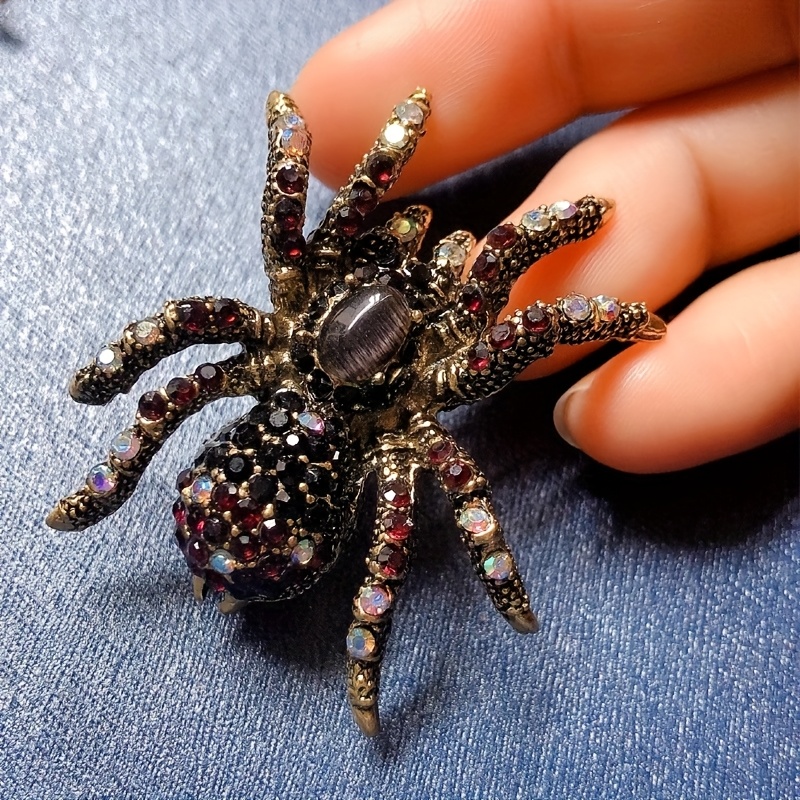 Image of Vintage Bling Spider Brooches For Women Men Insects Party Casual Brooch Pin Gifits Jewelry