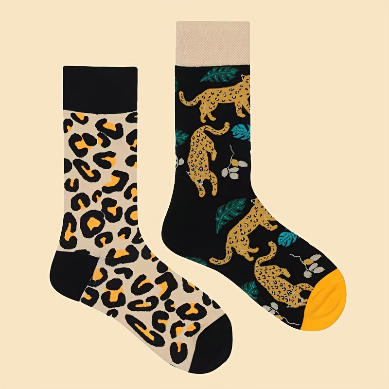 TEMU 1 Pair/4 Pairs Of Women's Leopard Print Mid-calf Socks, Fashionable Autumn, Winter, And Spring Style, Versatile Long Socks, Trendy Sports Socks