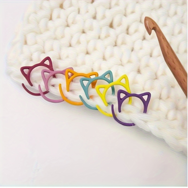 

24pcs Cat Ear Markers, Alloy Crochet Knitting Needle Clips With Spiral Opening Design