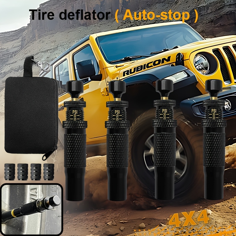 TEMU Off-road Tire Pressure Relief Valve Deflation Valve Desert Pressure Reducing Valve Car 4 Tires Deflation Function Copper Material Thickened