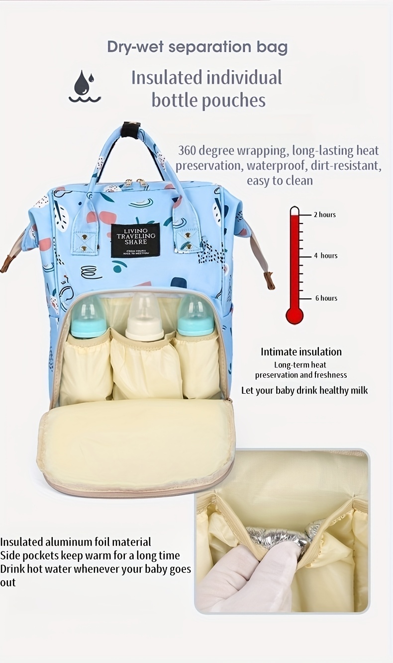 Mochila y Bolso Maternal Multifuncional de Gran Capacidad | Estampado Lindo, Tela Oxford, Color Mezclado, Bolso de Espera para Madres Expectantes