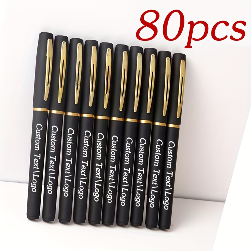 TEMU Custom Personalized Business Neutral Pens, Laser-printed Logo Ballpoints, 80/60/40pcs Fine Writing Tools, Advertising Pens, Suitable For Office,