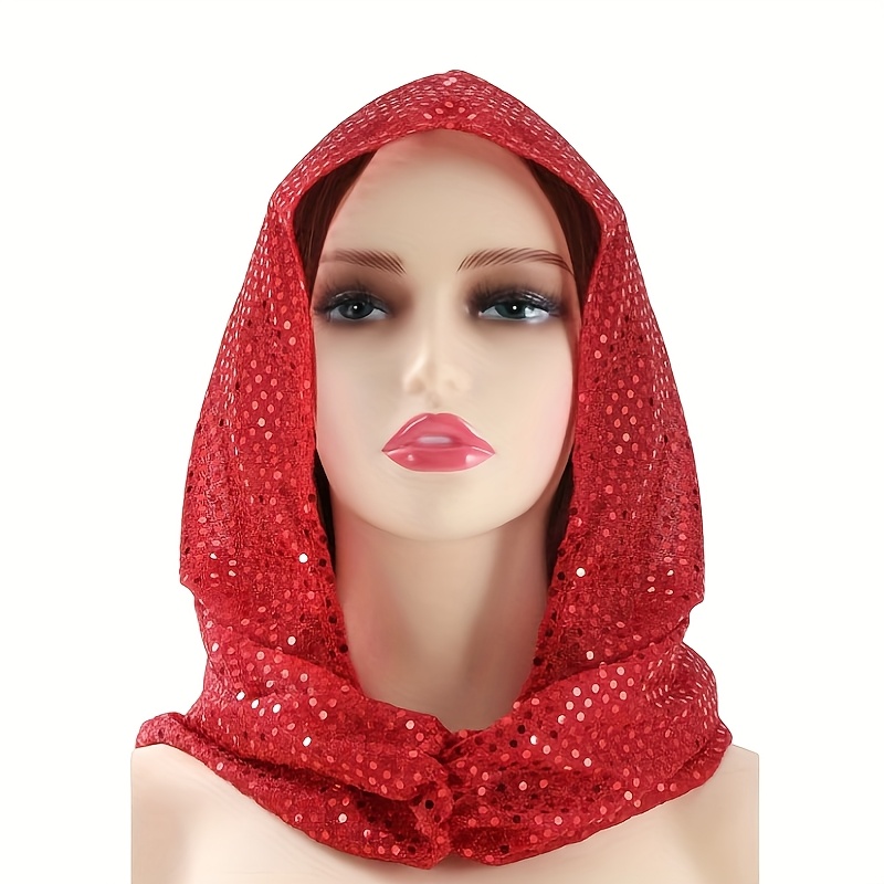 TEMU 1pc Women's Sequined Hat With Street Style Fabric Shiny Sequins Light Cloak Hat With Mysterious Atmosphere Party Decoration Clothing Costume
