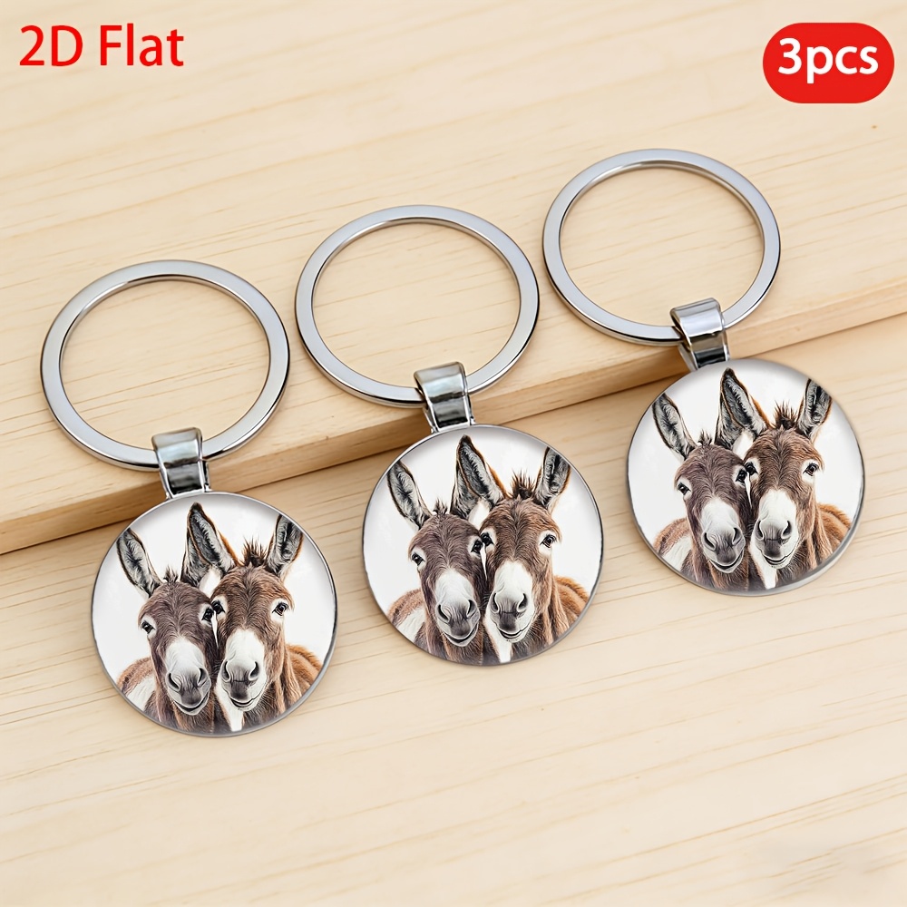 TEMU 2D Plat, 3pcs, Porte-clés, Clé de Voiture, ânes, Motif Clé, Convient Pour, Clés, Décoration de Sac à Dos, Rangement de Clés, Choix Idéal pour