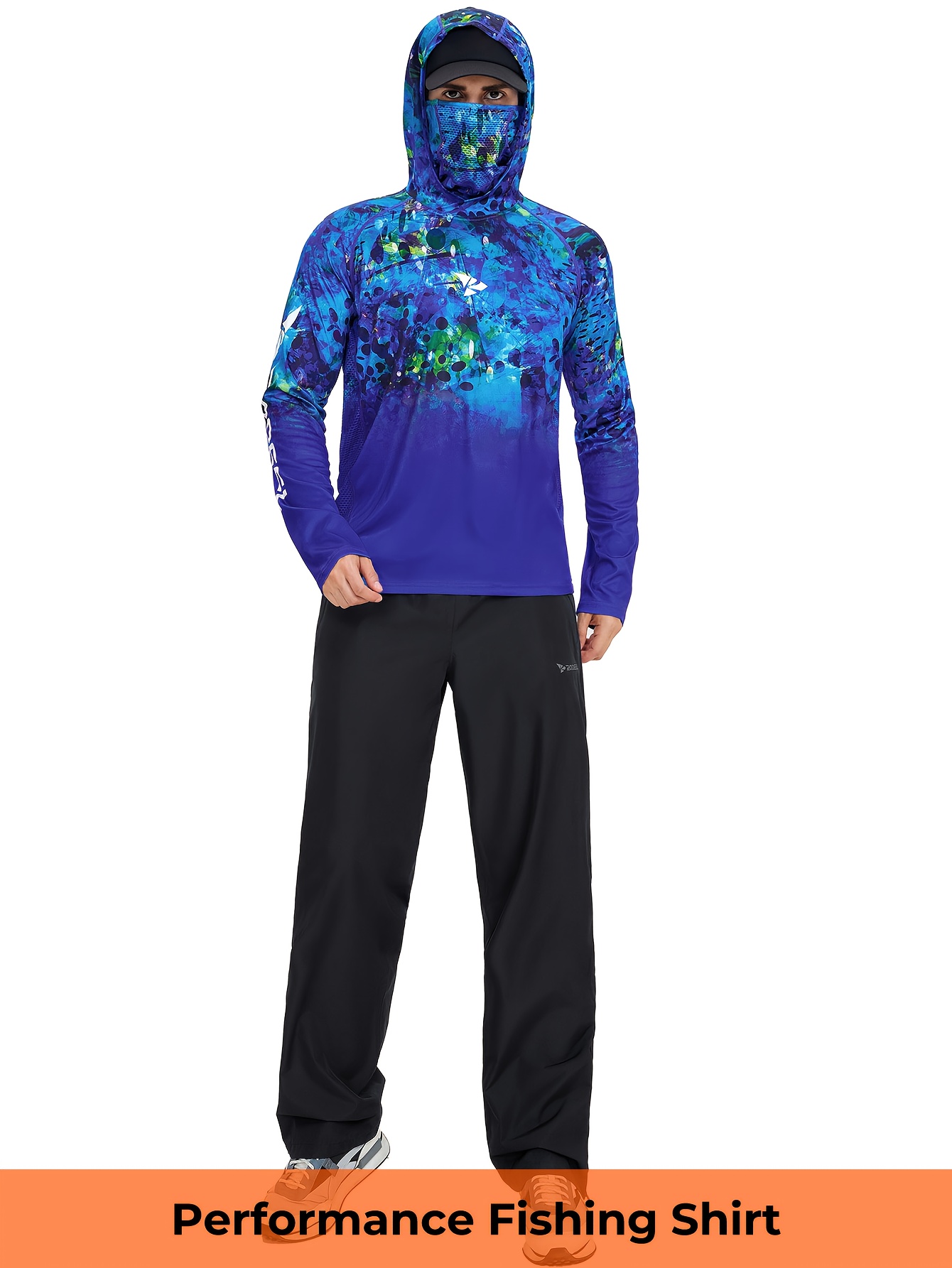 T-shirt Performance Pêche UPF50+ - Capuche Manches Longues, Respirant, Homme, Neuf