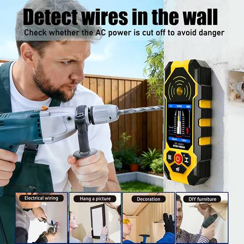 de montantes y escáner de pared, detector de montantes de escaneo profundo para montantes de madera y metal, detección de cables y tuberías, escáner de pared digital con de voz, recargable tipo C, agujero para marcar