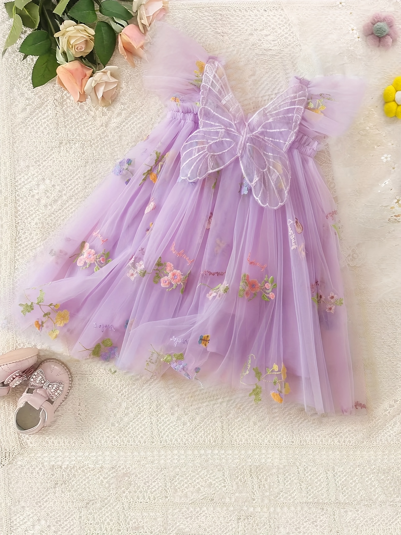 baby flower embroidery dress decor fairy - Temu