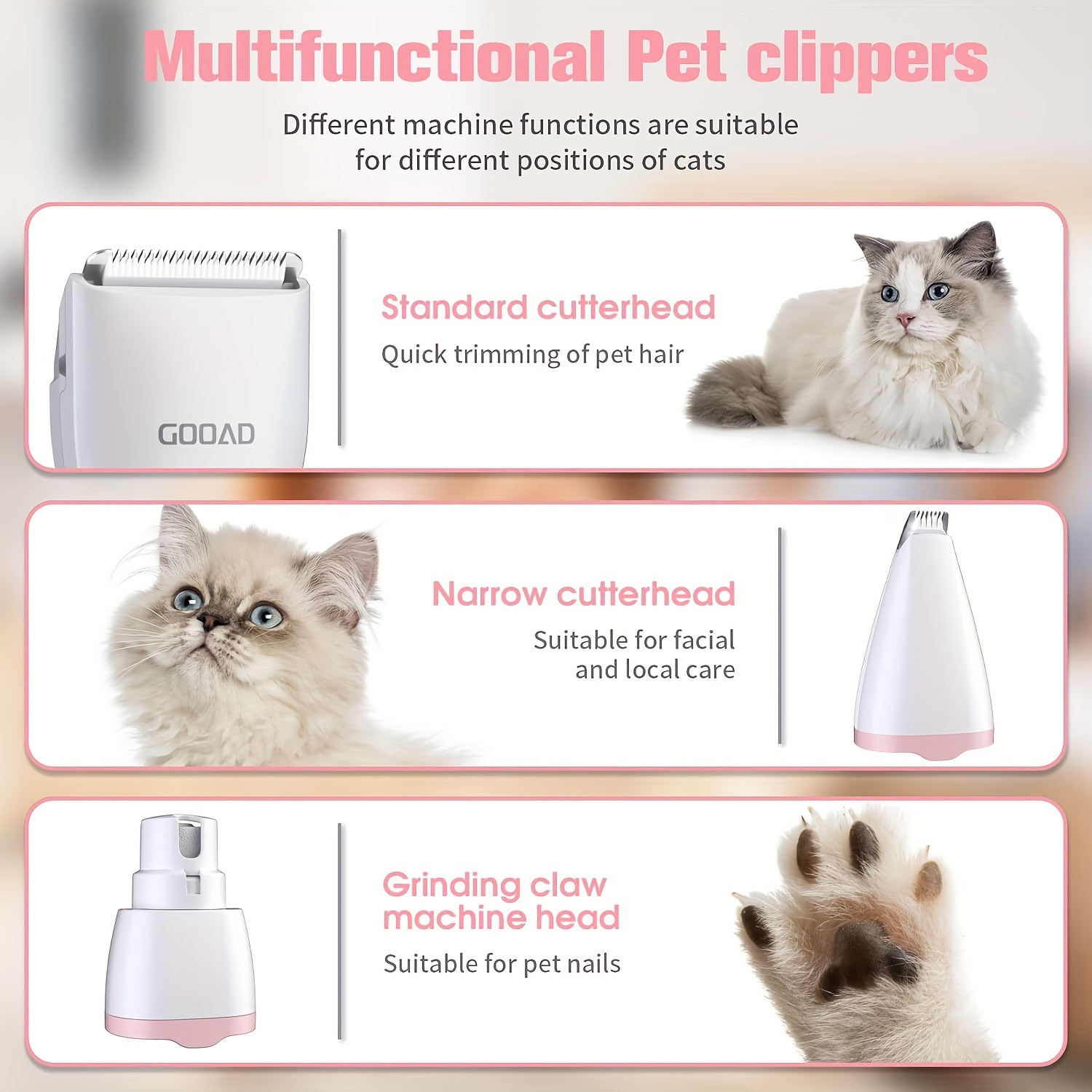 Gooad Cat Clippers Matted Hair Quiet Cat Shaver Long Hair Temu