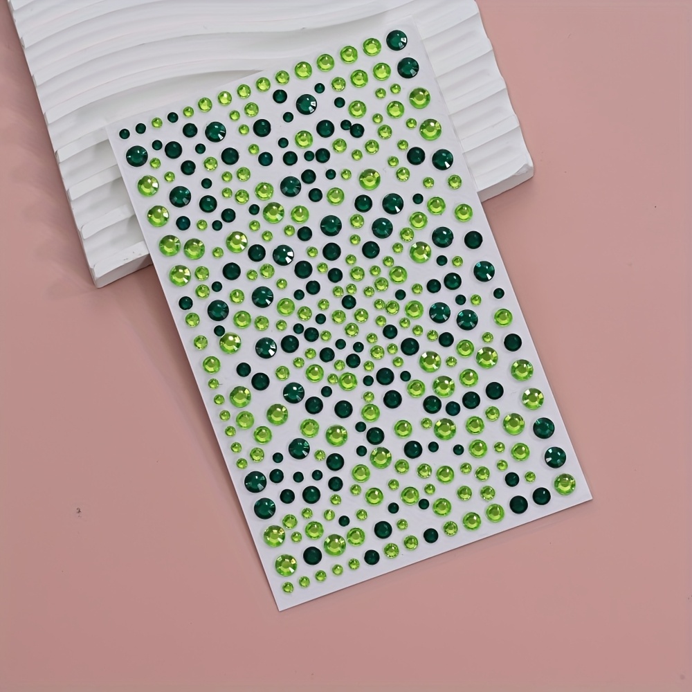 1 Sheet 3d Green Simulated Gemstone Sticker - Y2k Rhinestones Stickers, Diy Face & Eye Makeup Stickers For Carnival Parties, Mardi Gras Festival Makeup Accessories